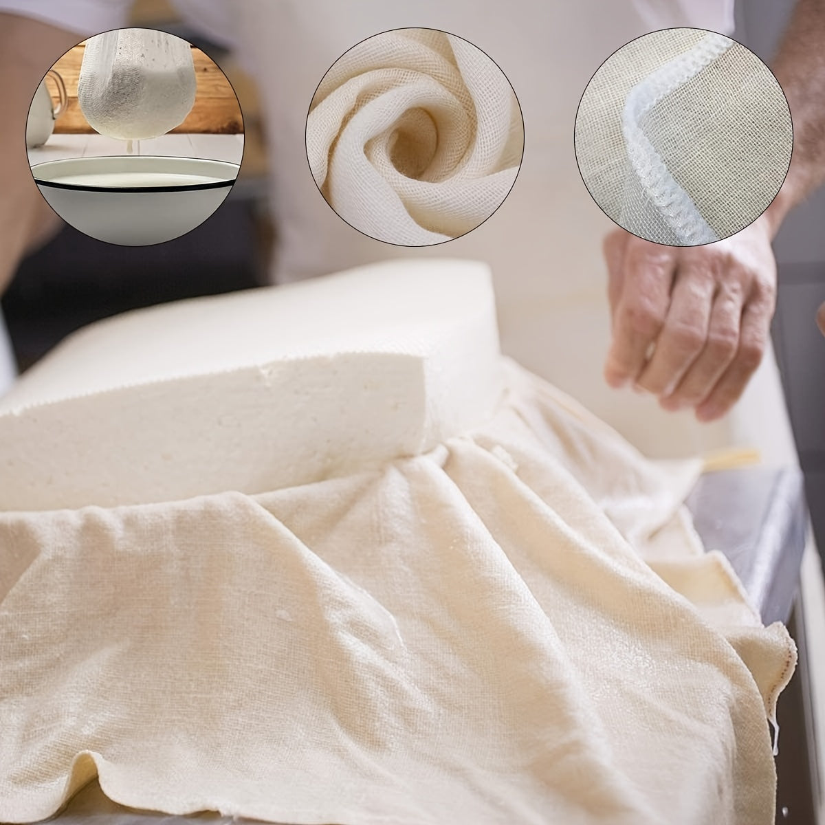 3-Pack Reusable Cotton Gauze Cloths for Straining Cheese Yogurt Nut Milk