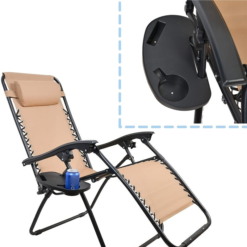 Outdoor Folding Recliner Accessory with Cup Holder and Phone Slot