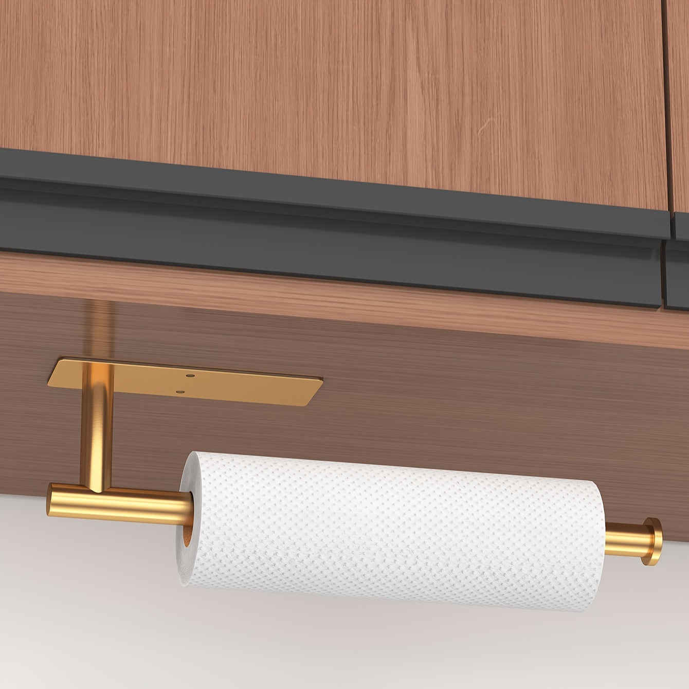 Stainless Steel Wall-Mounted Gold Kitchen Paper Holder No Punching Storage