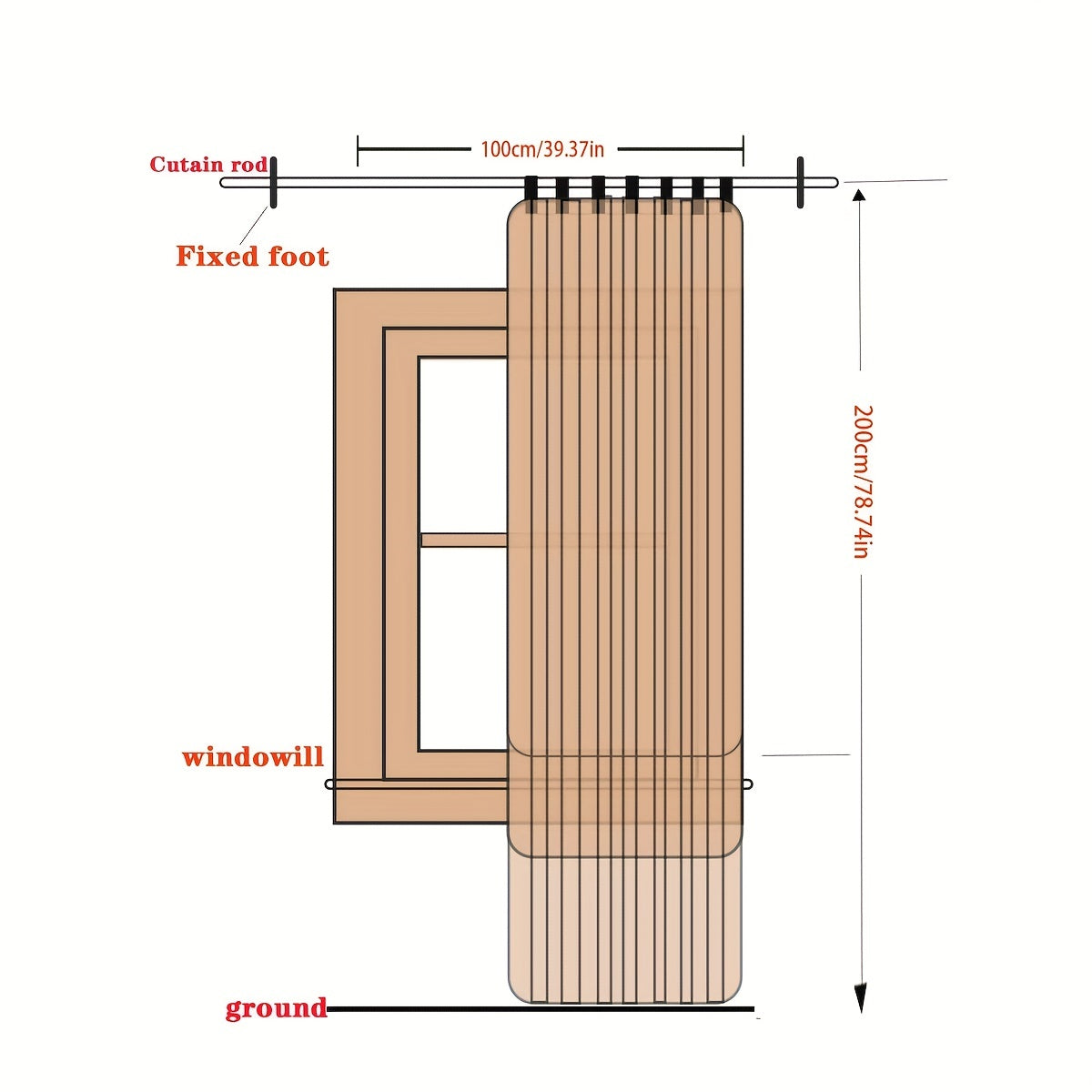 Beige Lace Linen Sheer Curtain with Tassels for Bedroom Living Room Office