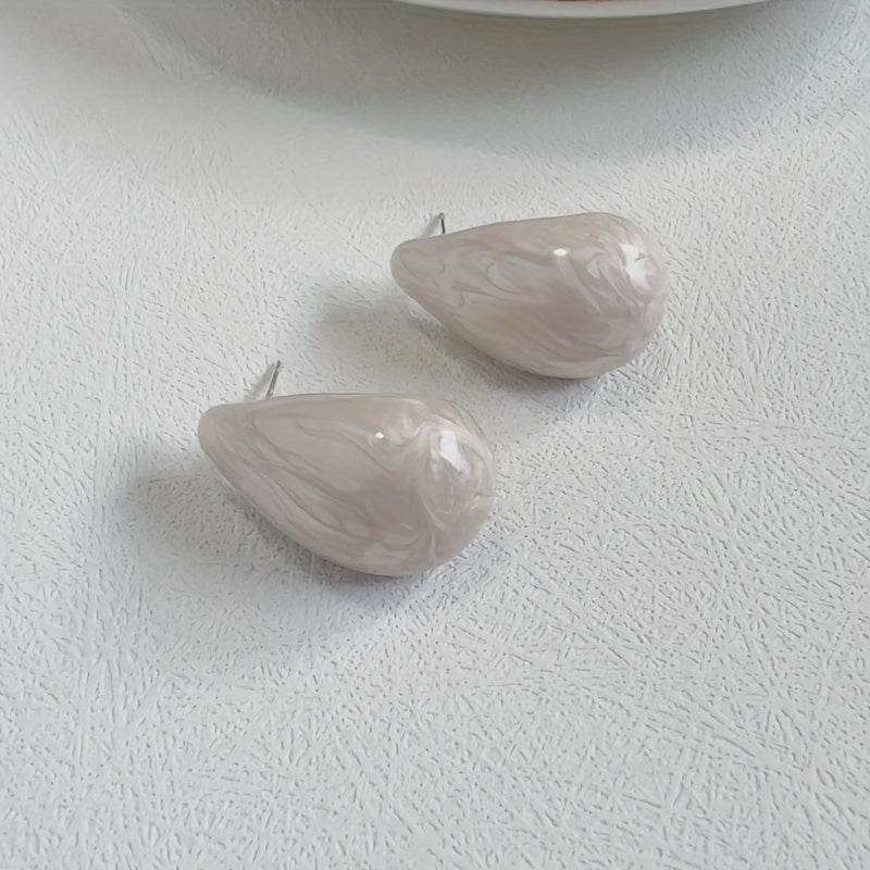 Chic Retro Suv Tomchisi va Yarim Oydali Emal Stud Sirg'alar - Noxush po'latdan tayyorlangan postlar va qotishma bilan, Maxsus tadbirlar uchun ideal, Qiziqarli sirg'alar