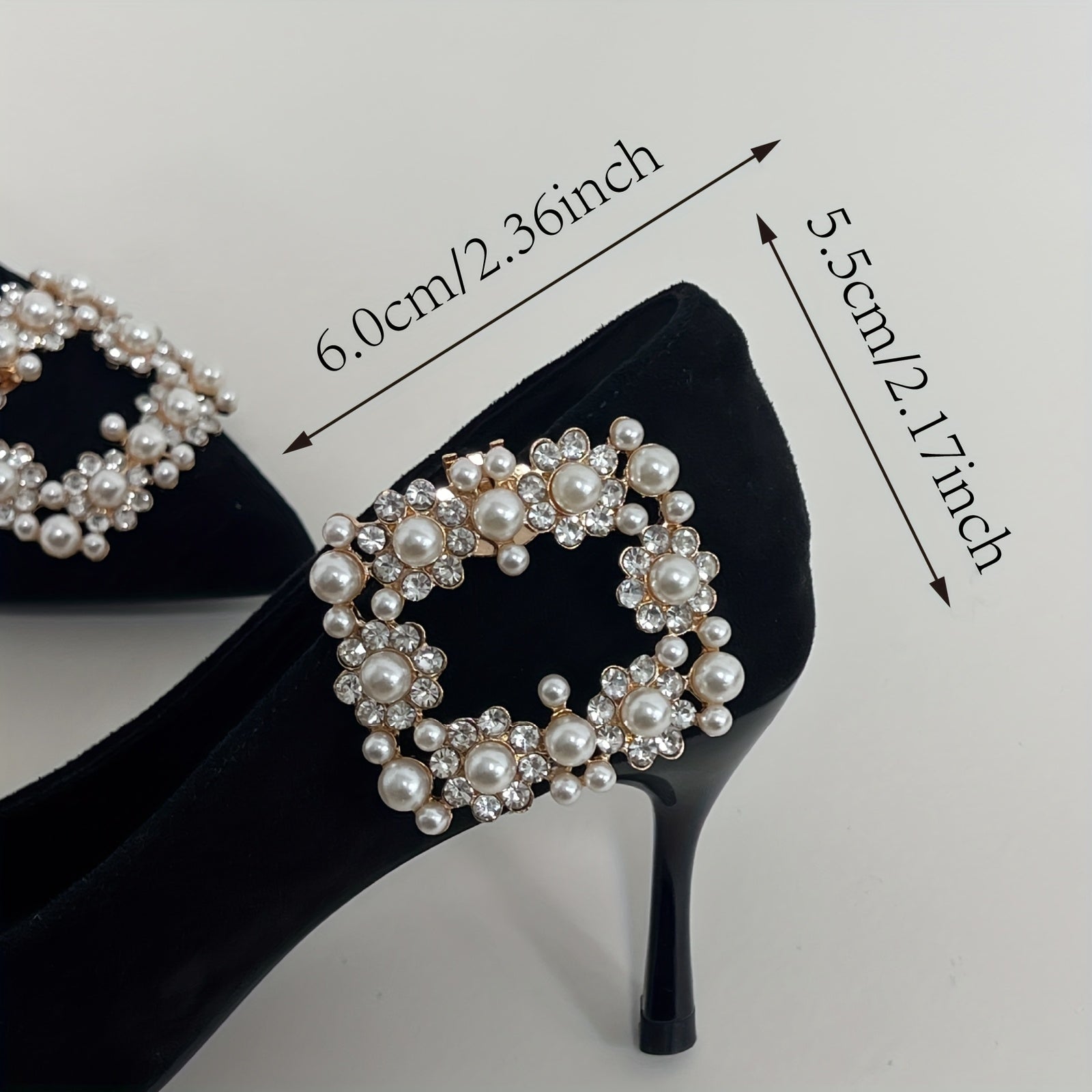 Women's Rhinestone Flower Shoe Buckle Clip Removable Decoration Accessories