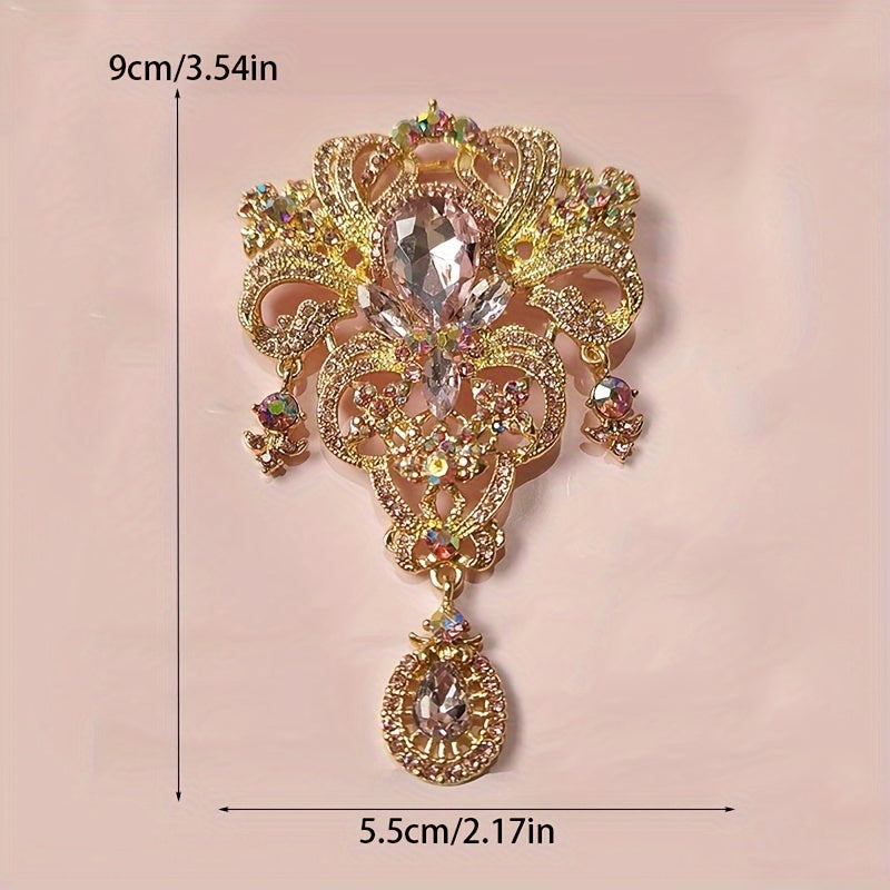 Antique-Inspired Crystal Flower Brooch Rhinestone Jewelry for Scarves and Clothing