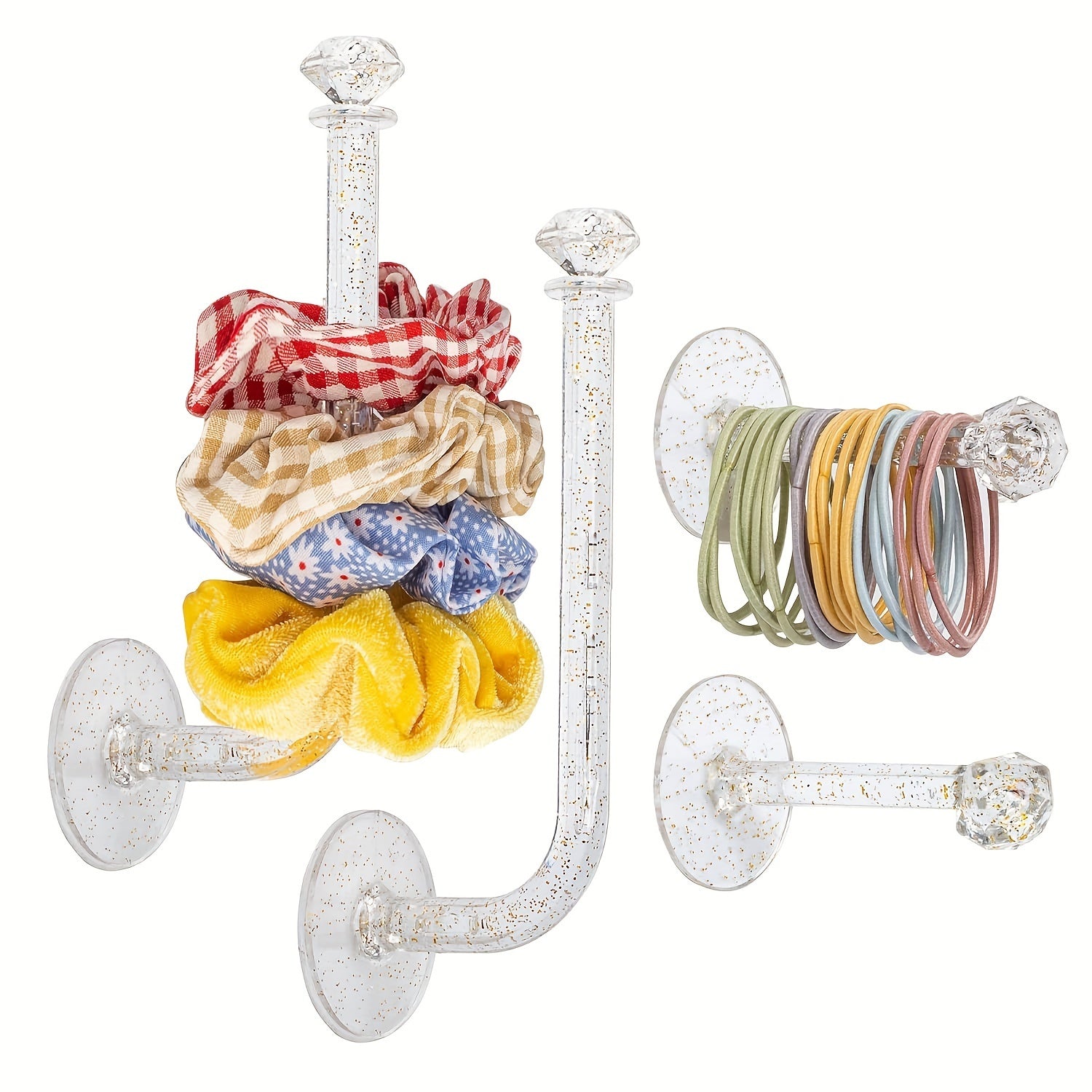 Ayollar va qizlar uchun tozalangan porloq soch aksessuarlari tashkilotchisi, devor sirtlari uchun qulf va boshbog'lar uchun tutqichlar