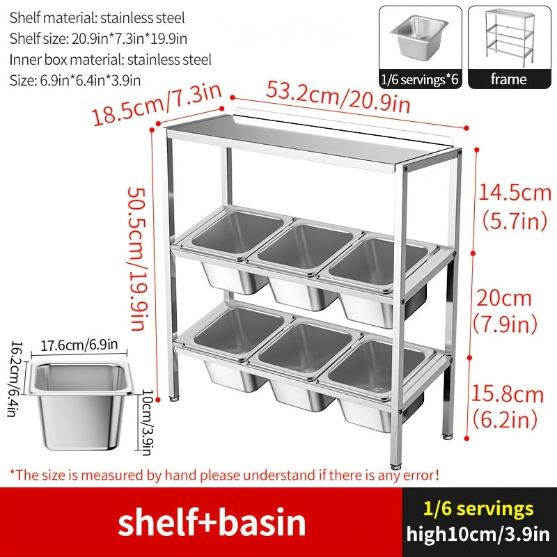 Stainless Steel 3-Tier Kitchen Organizer with Lids for Spices Fruits Storage