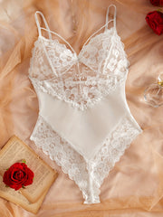 Women's Lace and Mesh Bodysuit with Knit Fabric and Minimal Support