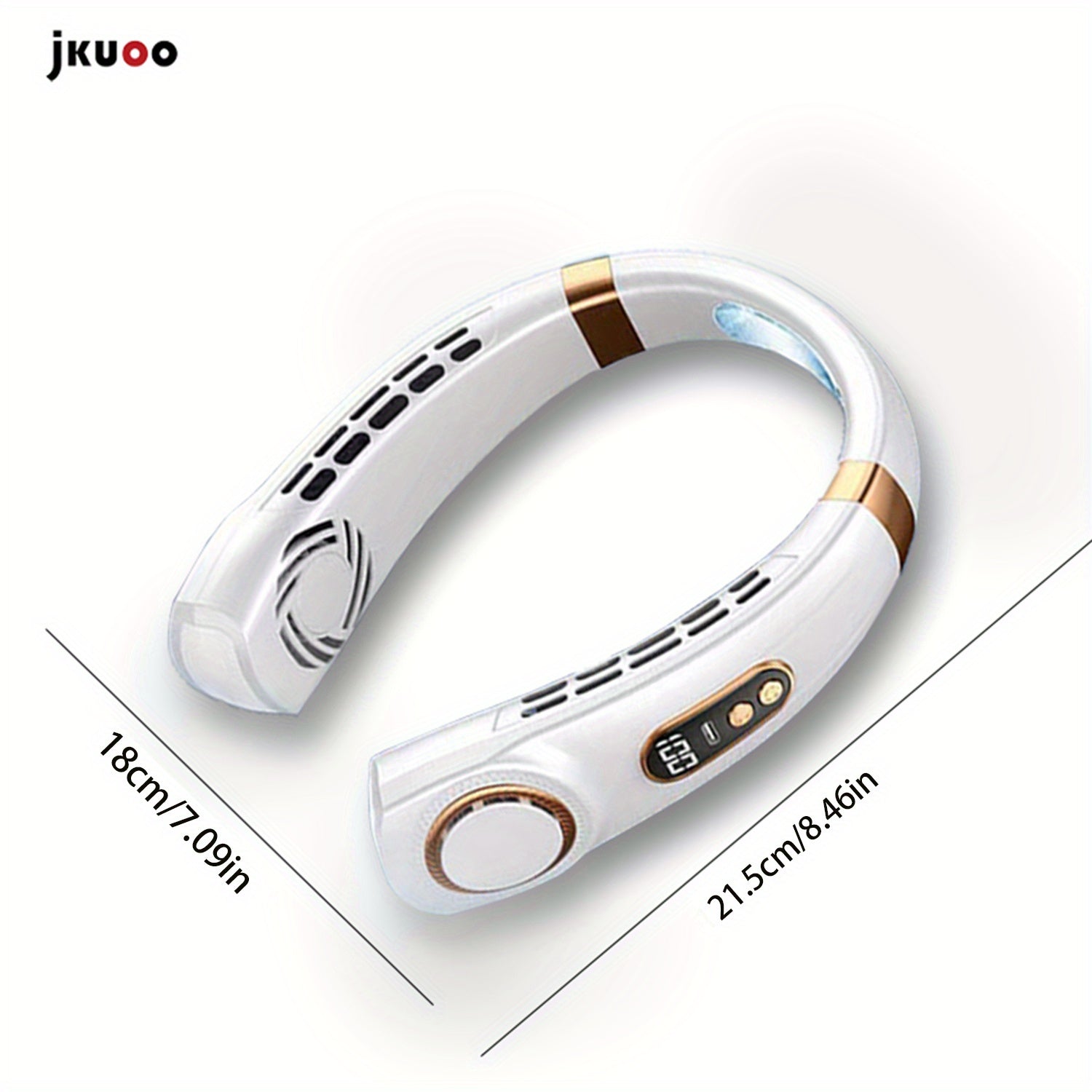 Portable Neck Fan 2-in-1 Bladeless USB Rechargeable 5 Speeds Digital Display Indoor Outdoor