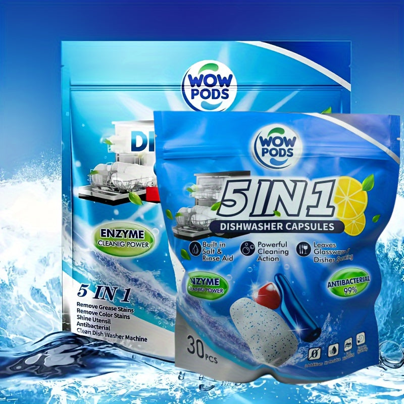 Cápsulas para lavavajillas líquido todo en uno, poder de limpieza triple acción para grasa y manchas