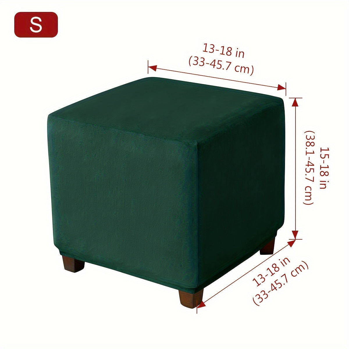 Funda de terciopelo plateada para reposapiés para taburete pequeño cuadrado