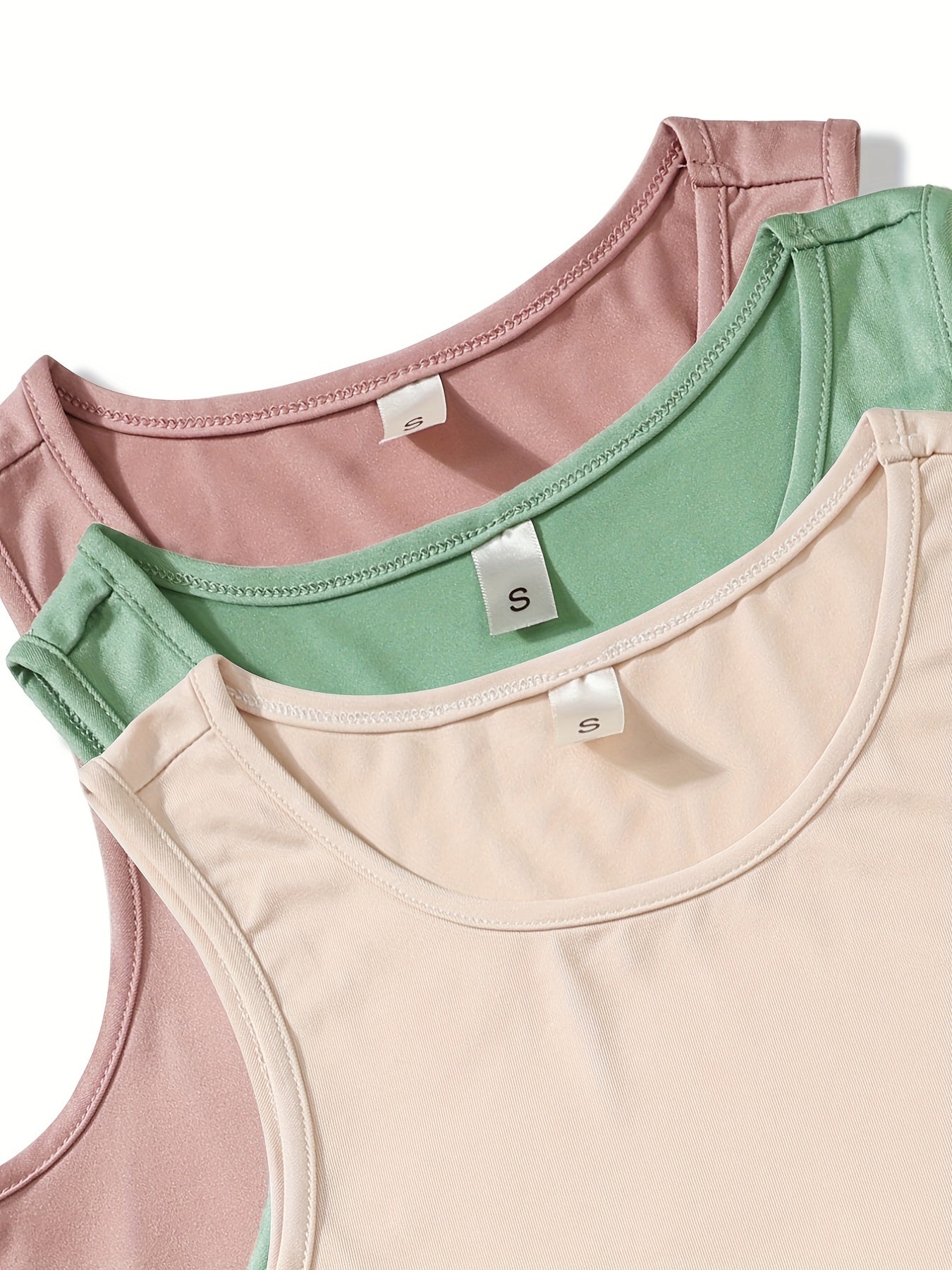 Women's Pajama Set 3-Piece Sleeveless Vest and Shorts Solid Color Micro Elastic Polyester Spring Summer