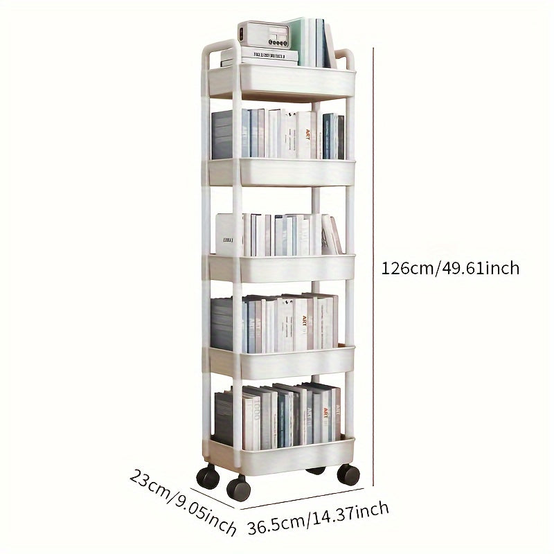 Heavy-Duty Plastic Utility Cart with Wheels, Multi-Purpose Floor Organizer