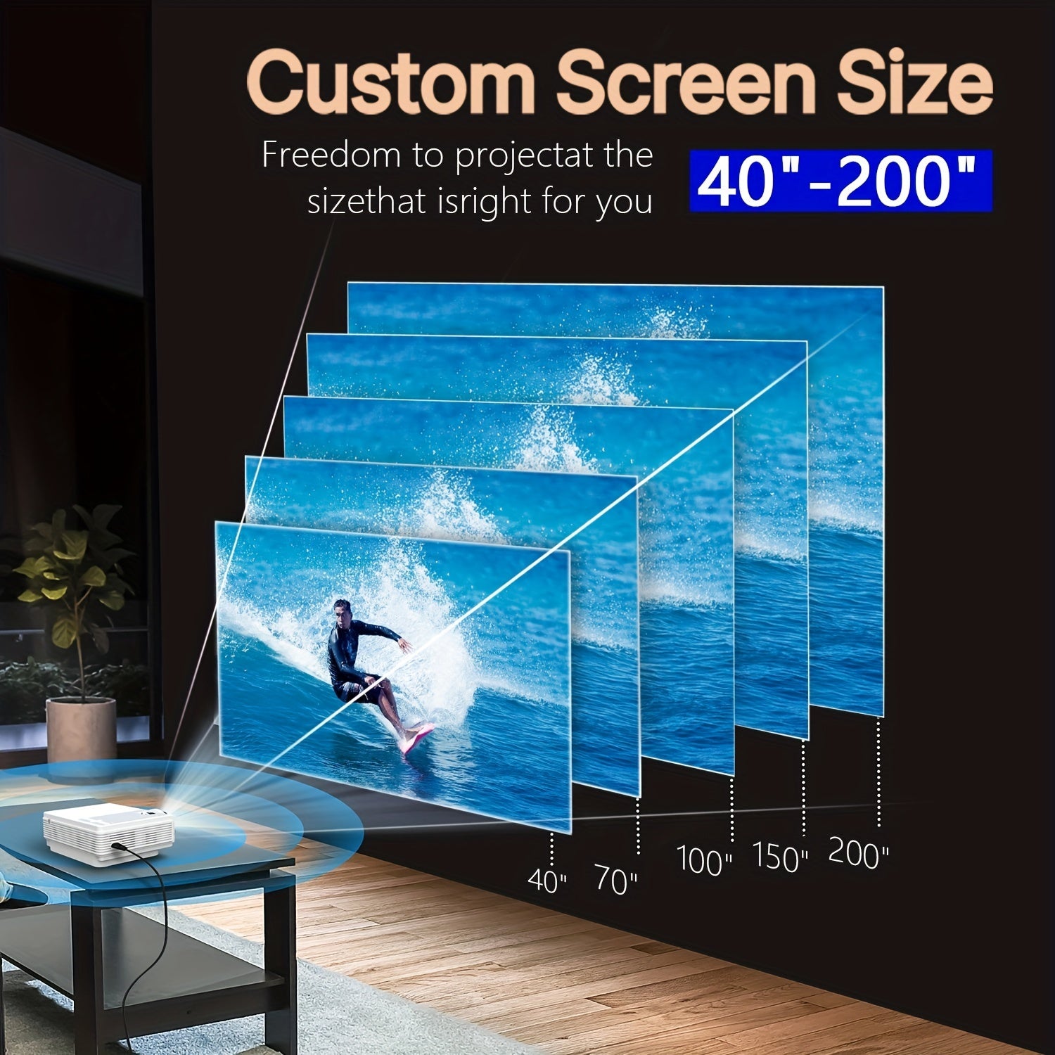 Full HD Portable Projector with WiFi 5G Support, 1920x1080 LCD, Home Cinema
