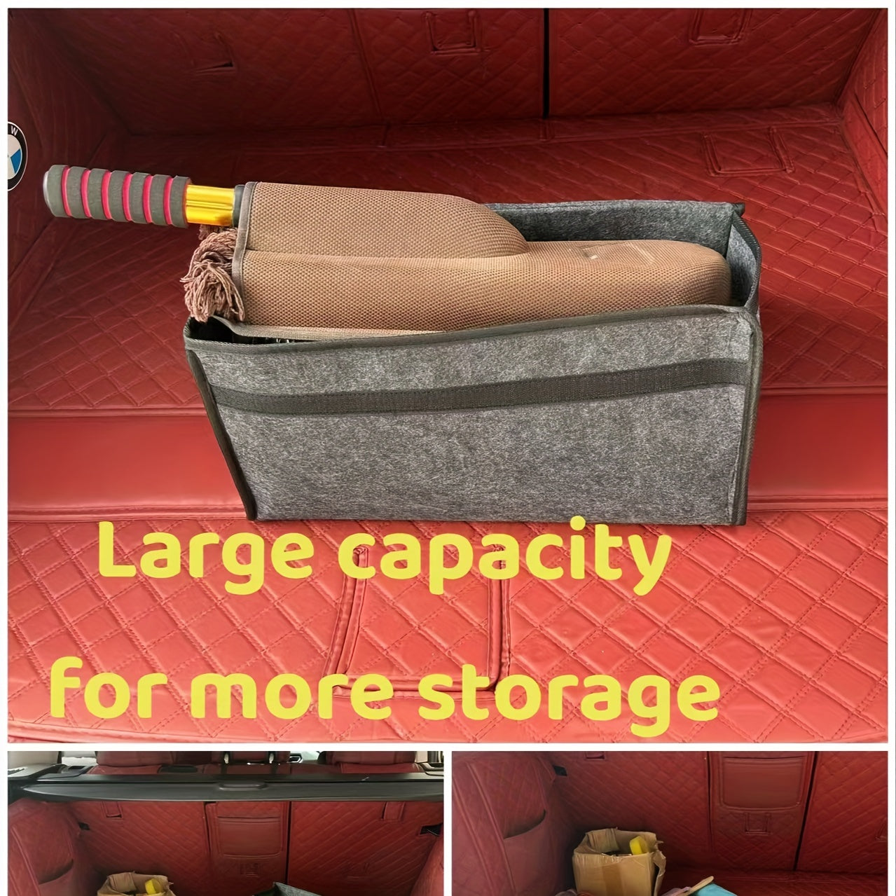 Durable Polyester Car Trunk Organizer with Handle for Vehicles and Home