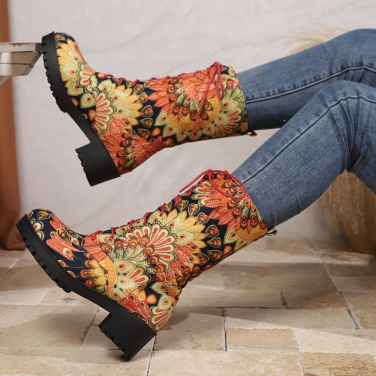 Женские ботинки с цветочным граффити на щиколотке, утеплённая подкладка, резиновая подошва, повседневный стиль