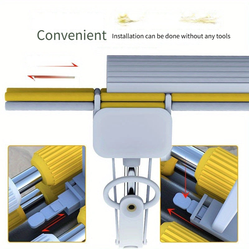 2-in-1 Sponge Mop Set Stainless Steel Handle for Wet Dry Floor Cleaning