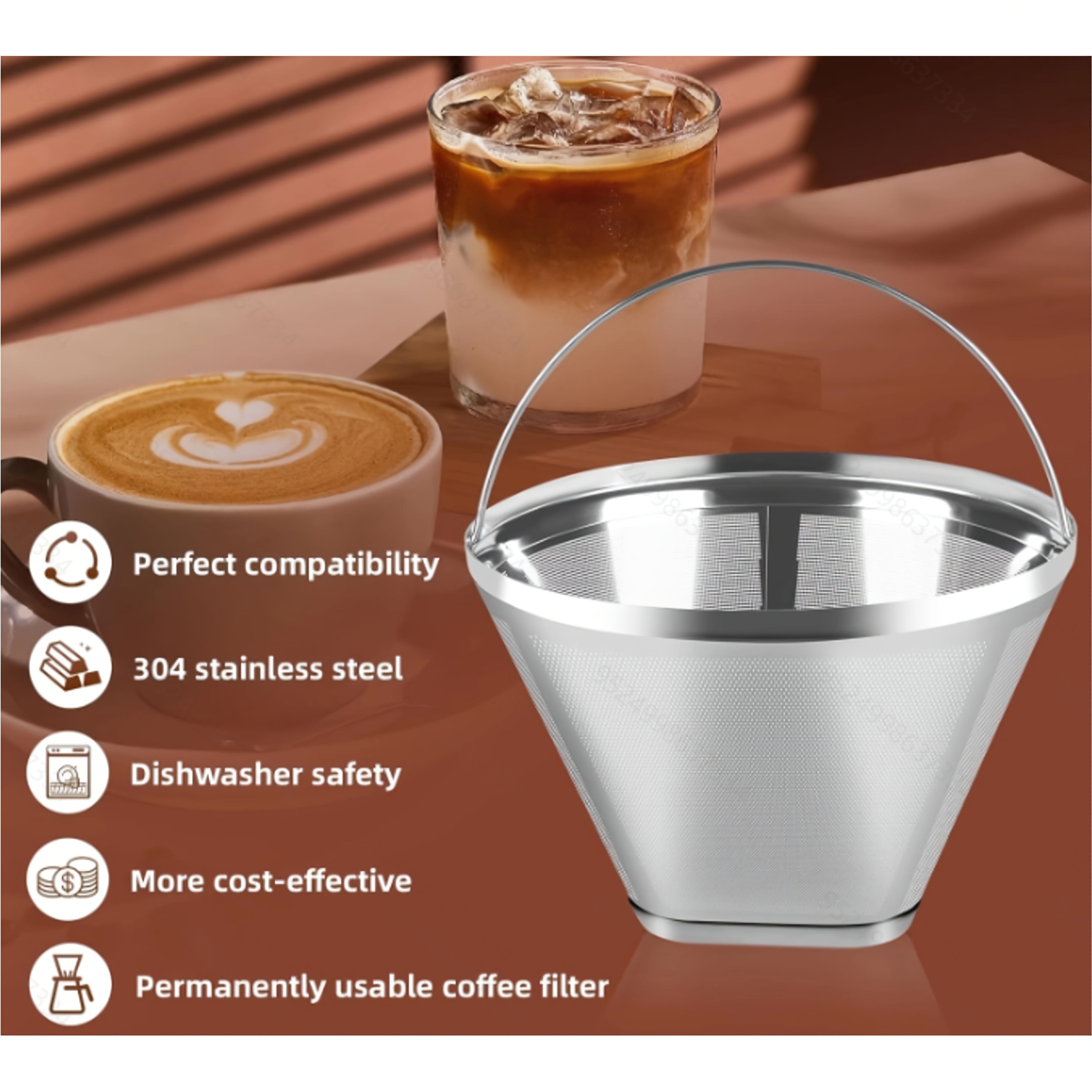 Stainless Steel Coffee Filter Reusable Cone Coffee Filter Replacement for Ninja