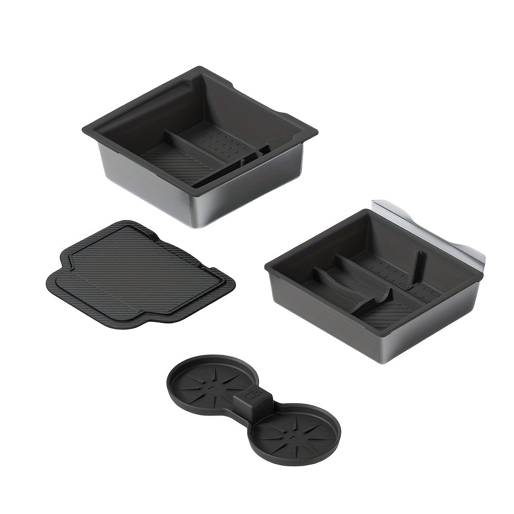 Car Interior Accessory Black Console Organizer 4pcs for Model 3 Y Storage