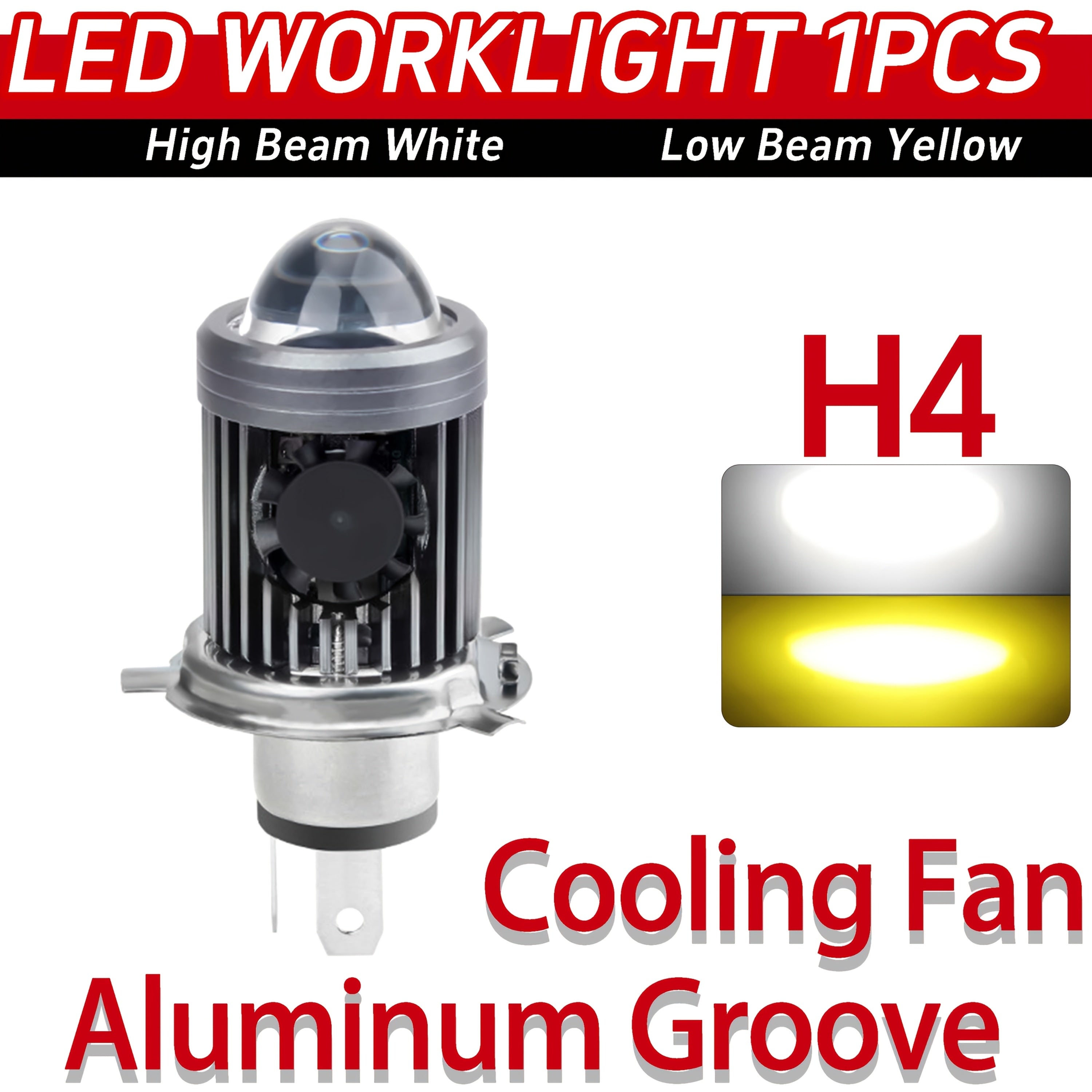 Motorcycle LED Bulb H4 H6 BA20D P15D 6000LM White Yellow Hi Lo Beam