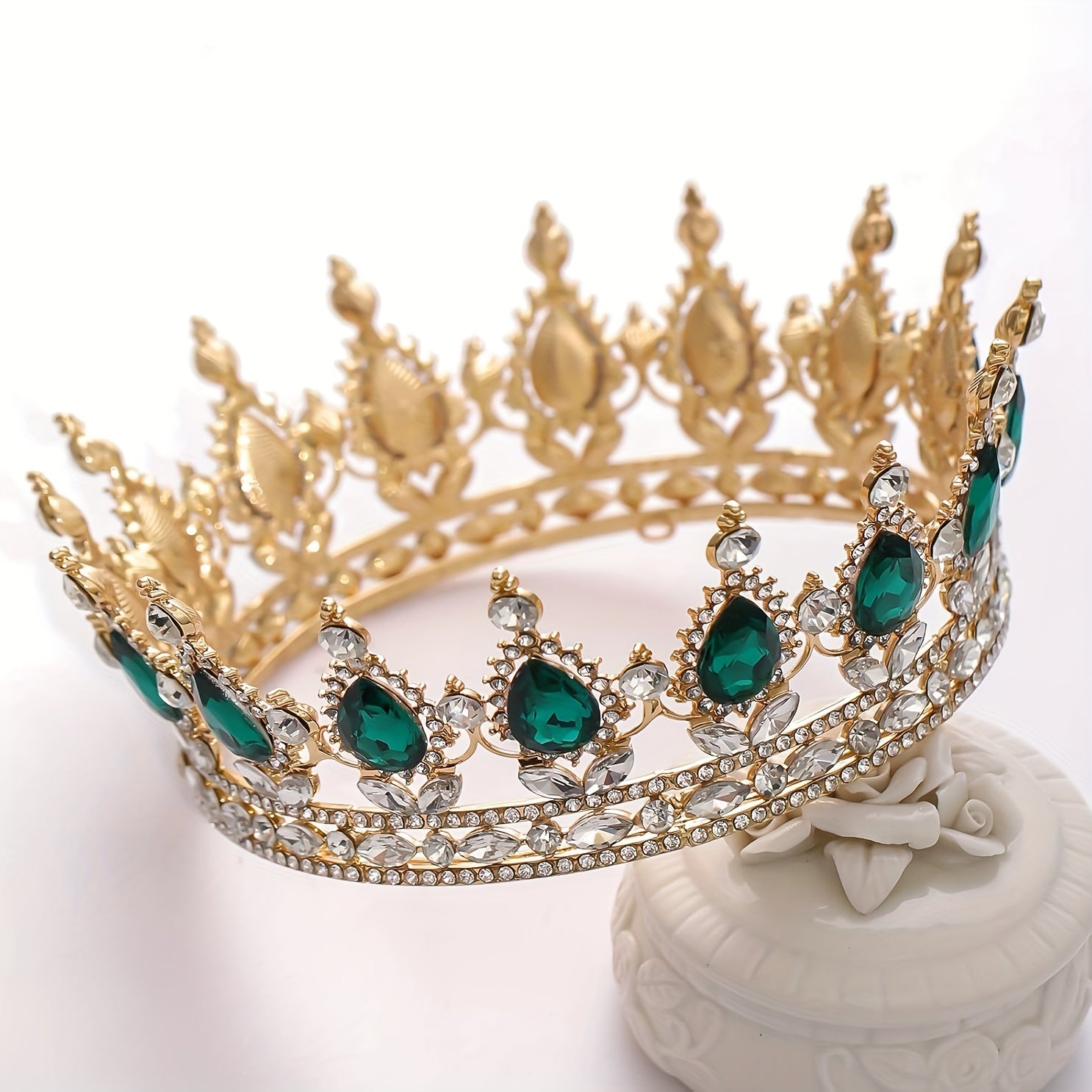 Round Crown Hair Accessory for Princess Bridal Wedding or Birthday