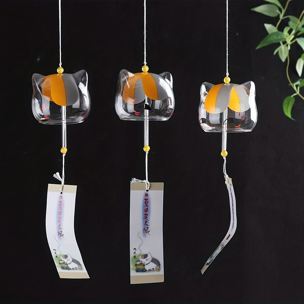 Glass Wind Chime with Animal Print and Cherry Blossom Design for Home Decor