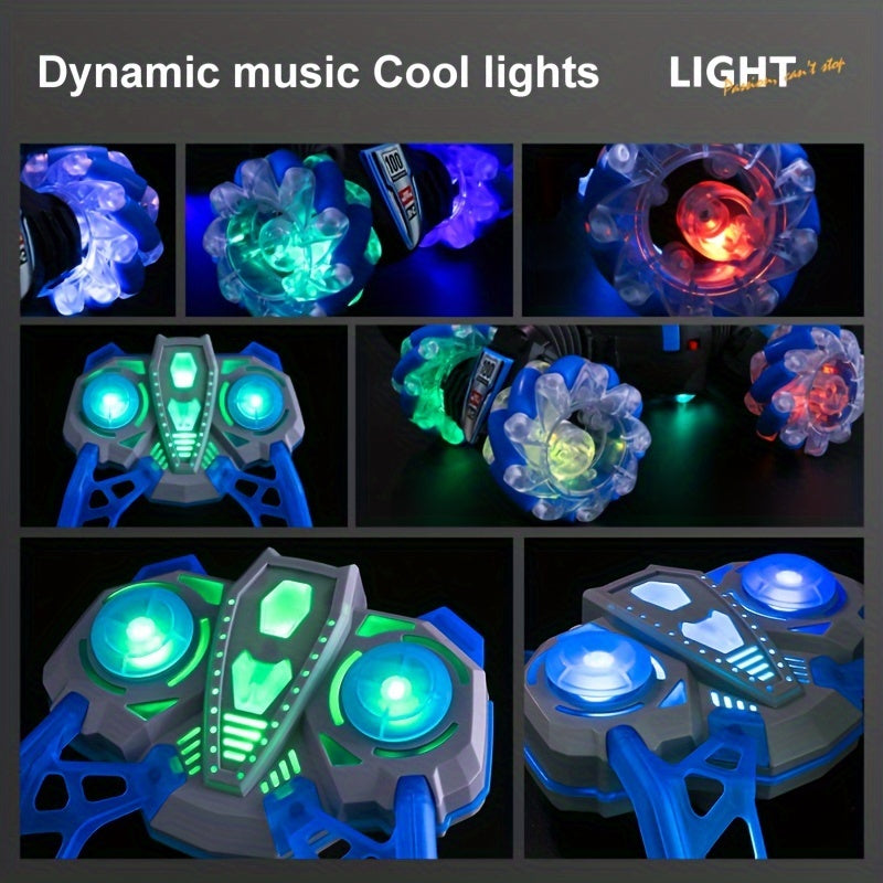 Gesture Sensing RC Car with Spray Emission Climbing Stunts Weatherproof Flashing Lights Blue Black