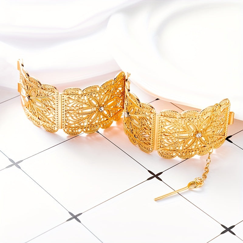 Women's Gold-Plated Metal Bracelet for Traditional Festivals and Wedding Accessories