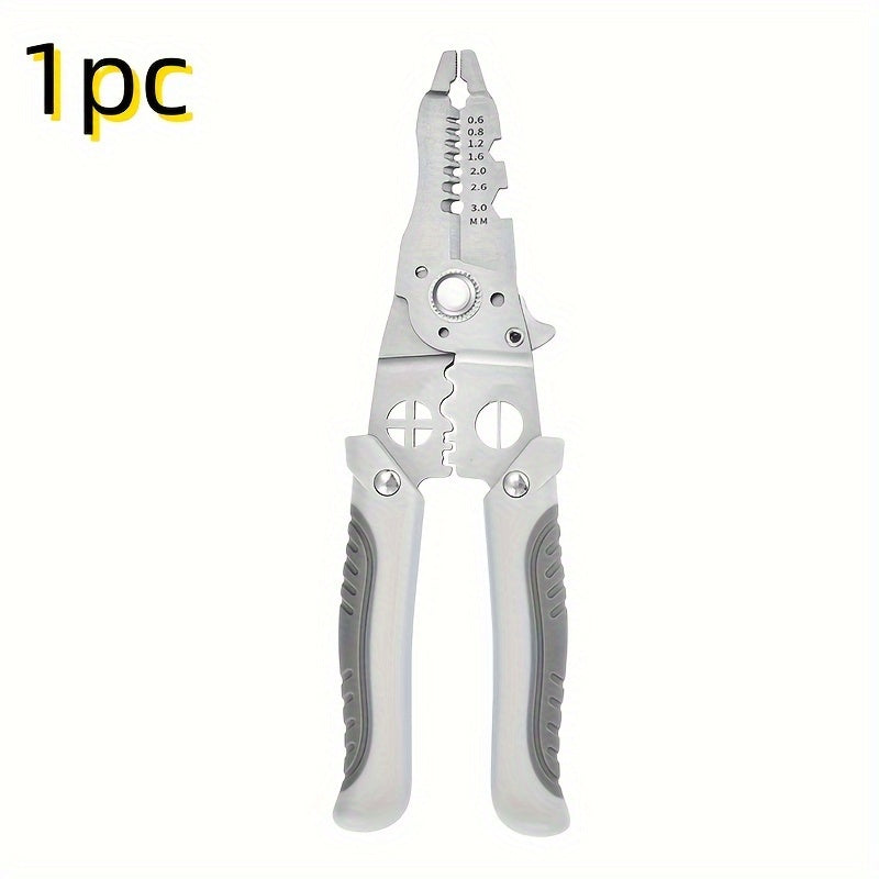 Multi-Functional Electrician Wire Stripping Pliers with Metal Grey Finish and Rubber Handle