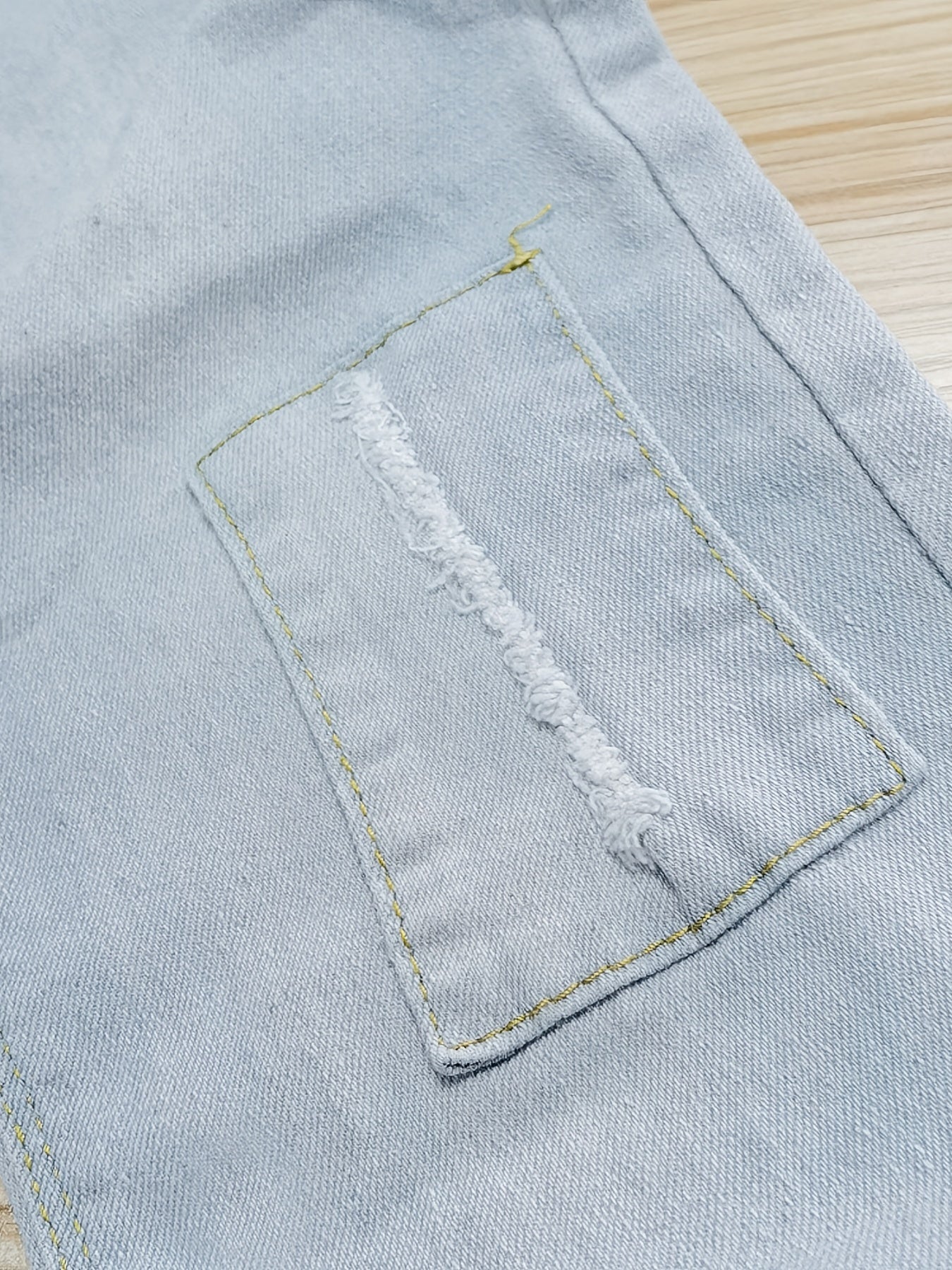 Children's Elastic Waist Denim Jeans with Patches and Pockets for Boys and Girls