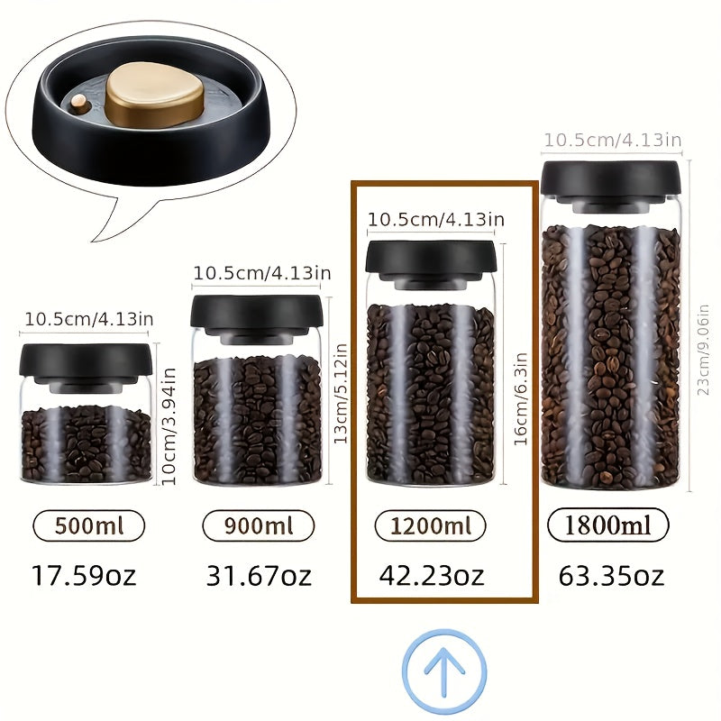 Airtight Glass Food Storage Container Round Canister for Nuts and Grains