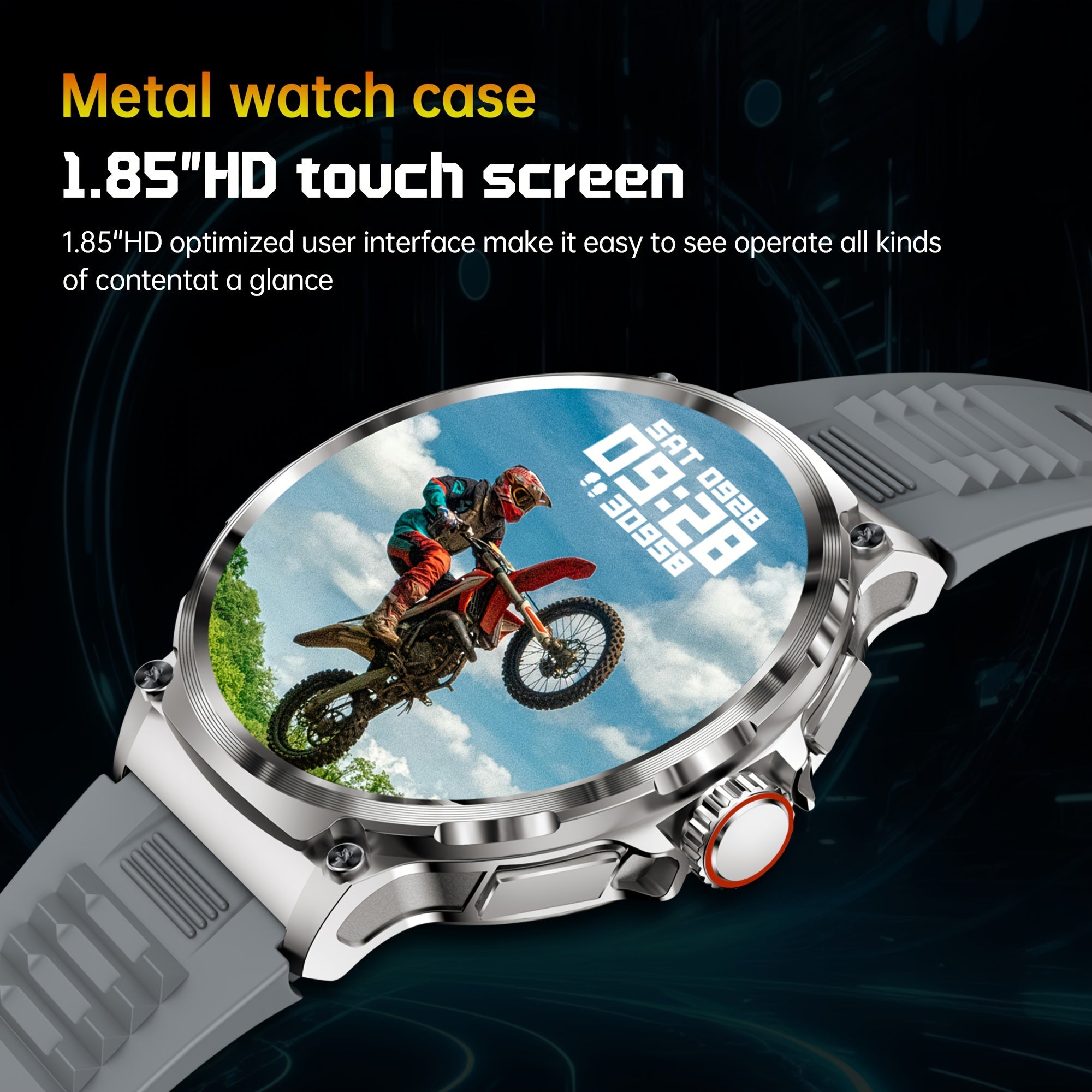 Reloj inteligente para exteriores 4.7cm Pantalla HD Batería de 710mAh con larga duración 100+ modos deportivos Resistente al agua para Android iOS