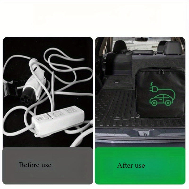 Electric Vehicle Charging Gun Cable Storage Bag Organizer for Car