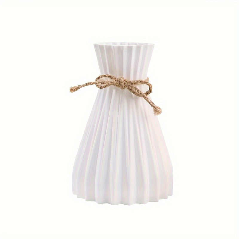 Plastic Vase with Jute Rope Accent for Artificial and Dried Flowers 7x17.5cm