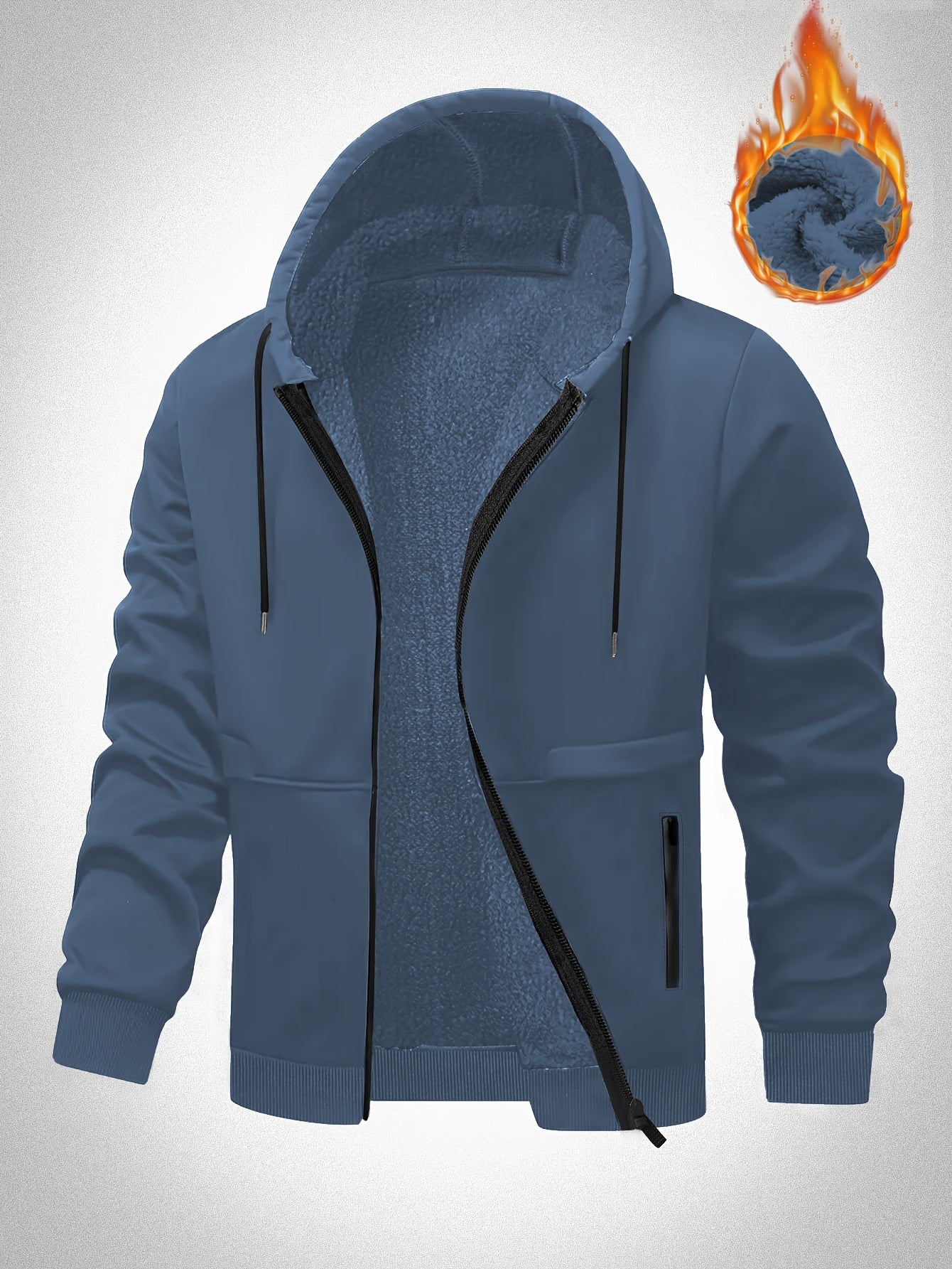 Plus Size Men's Hooded Fleece Lined Jacket for Fall Winter Casual