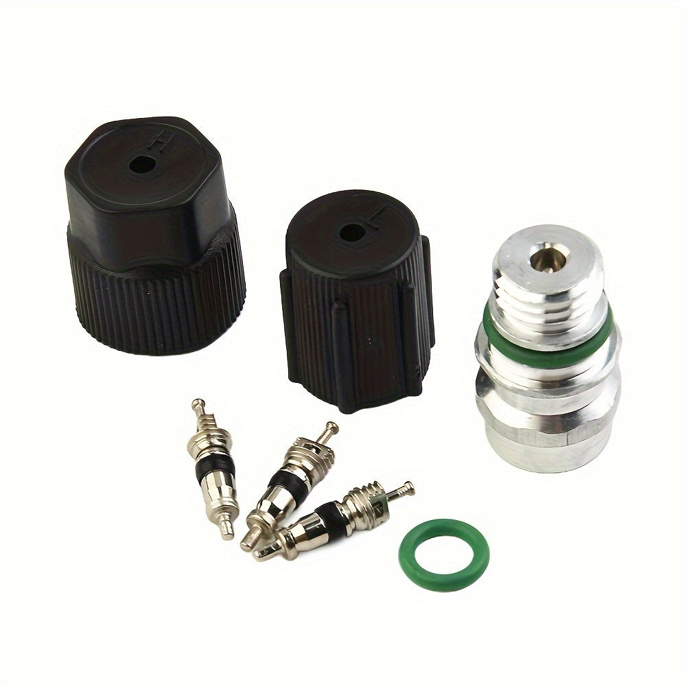 7-Piece AC System Caps and Valve Cores Kit for Vehicle Air Conditioning Maintenance