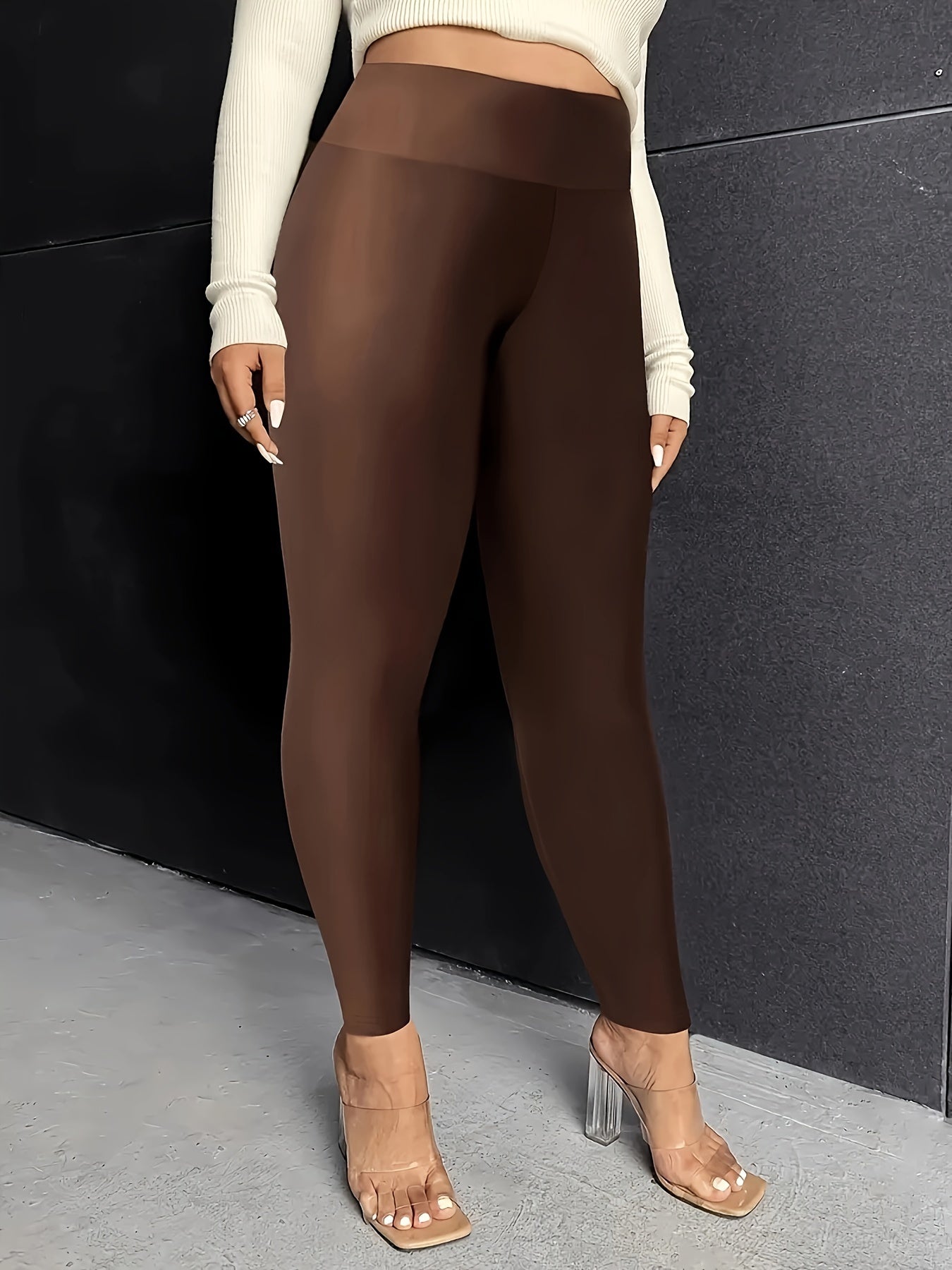 Women's High-Stretch Solid Color Leggings Casual All-Season Polyester Spandex