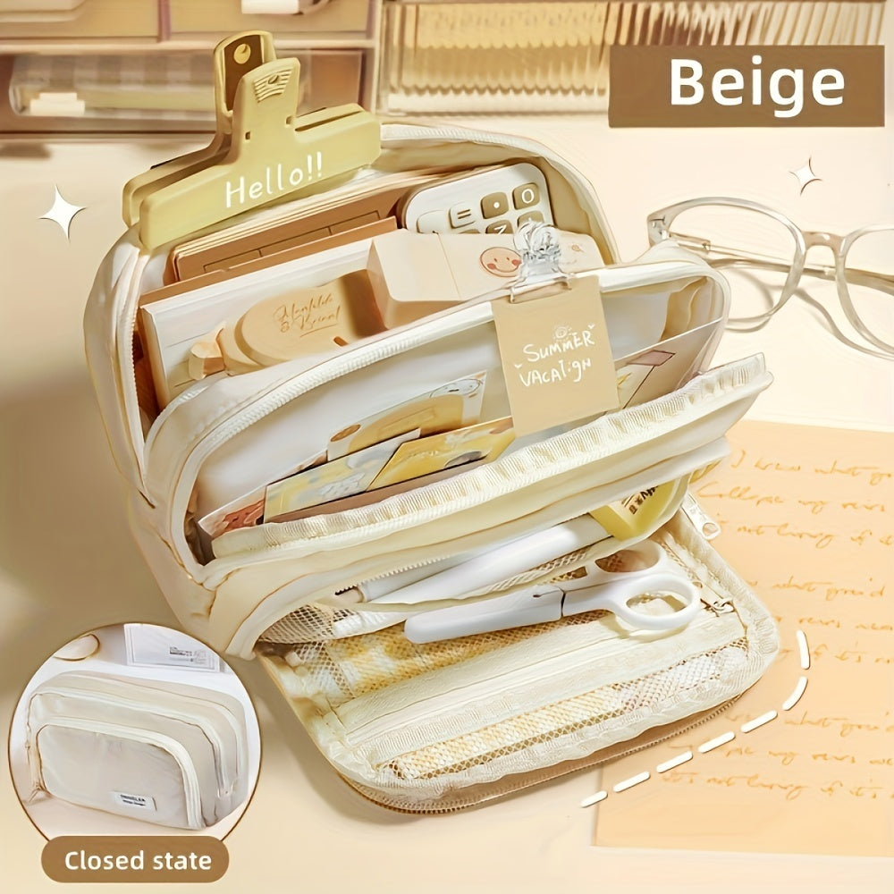 Canvas Pen Bag Large Capacity for Office School Cosmetic Pouch Unisex