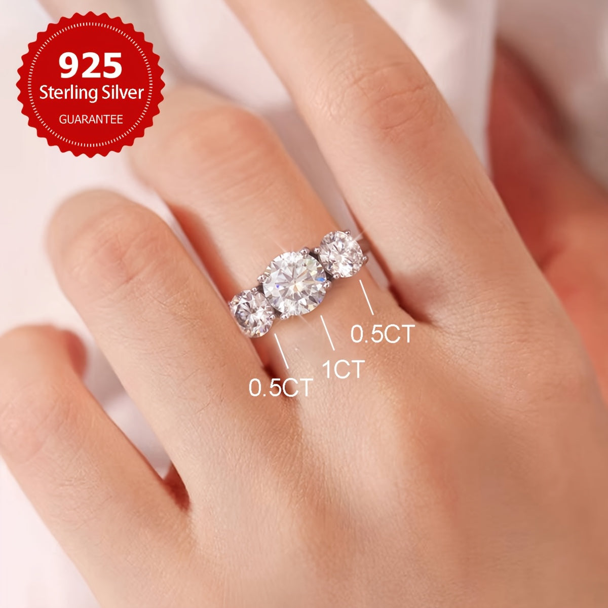 Sterling Silver Moissanite Engagement Ring for Women Wedding Promise Jewelry