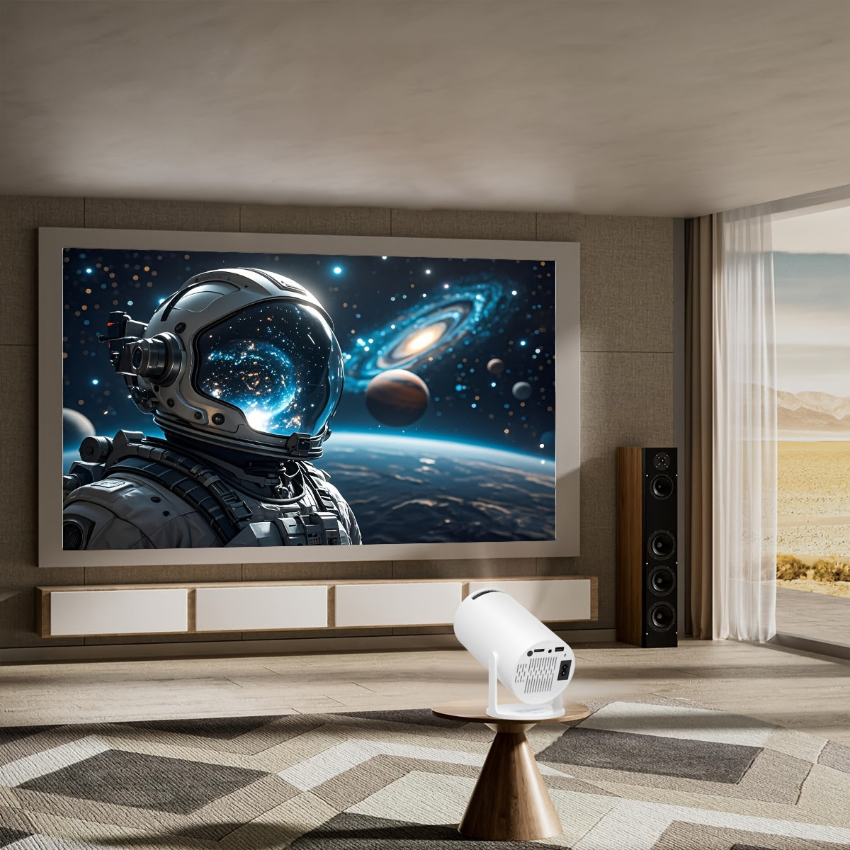 Mini Projector 4K Ultra Bright Portable with 180° Stand Home Office Party