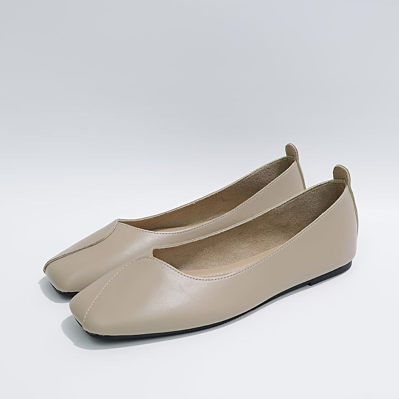 Женские балетки-лодочки с квадратным носком и ремешком на щиколотке в черном, коричневом и бежевом