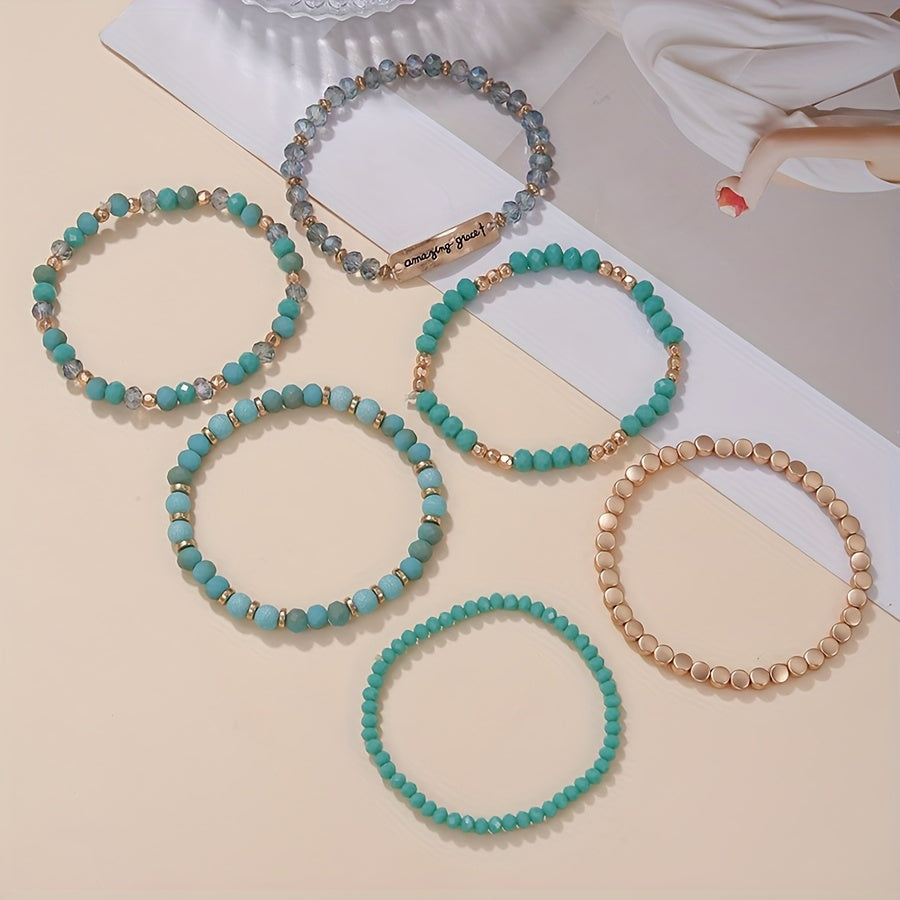 Rang-barang bo'yashli bejirimli taqinchoq to'plami ayollar uchun elastik kengaytiriladigan qabilaviy dizayn bayram zargarlik buyumlari