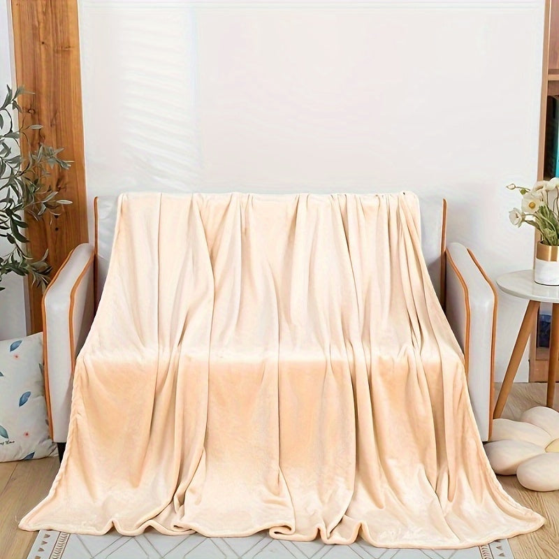 Khaki Flannel Throw Blanket Soft Cozy for Couch Bed Travel 50x60 Inches