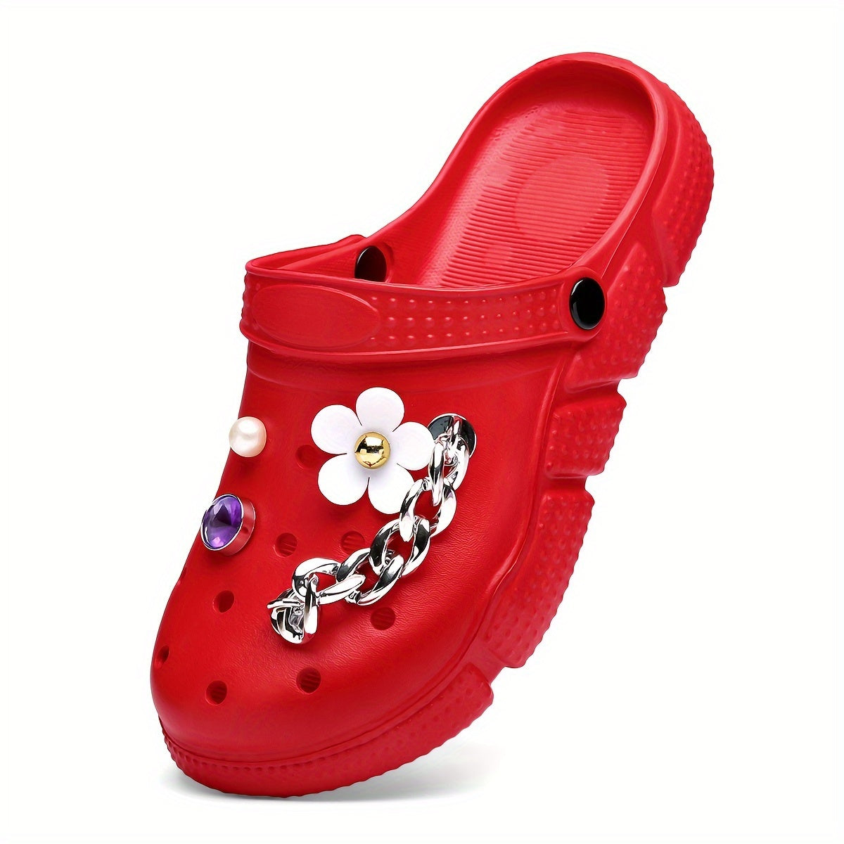 Women's Floral Rhinestone Decor Clogs Slip-On Casual Garden Slides
