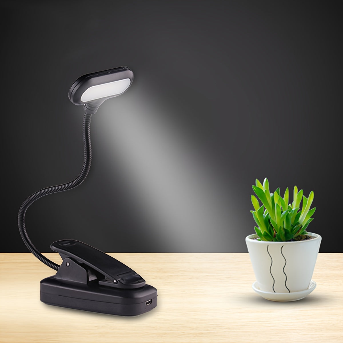 Portable Clip-On Book Light with Flexible Hose for Reading and Night Use