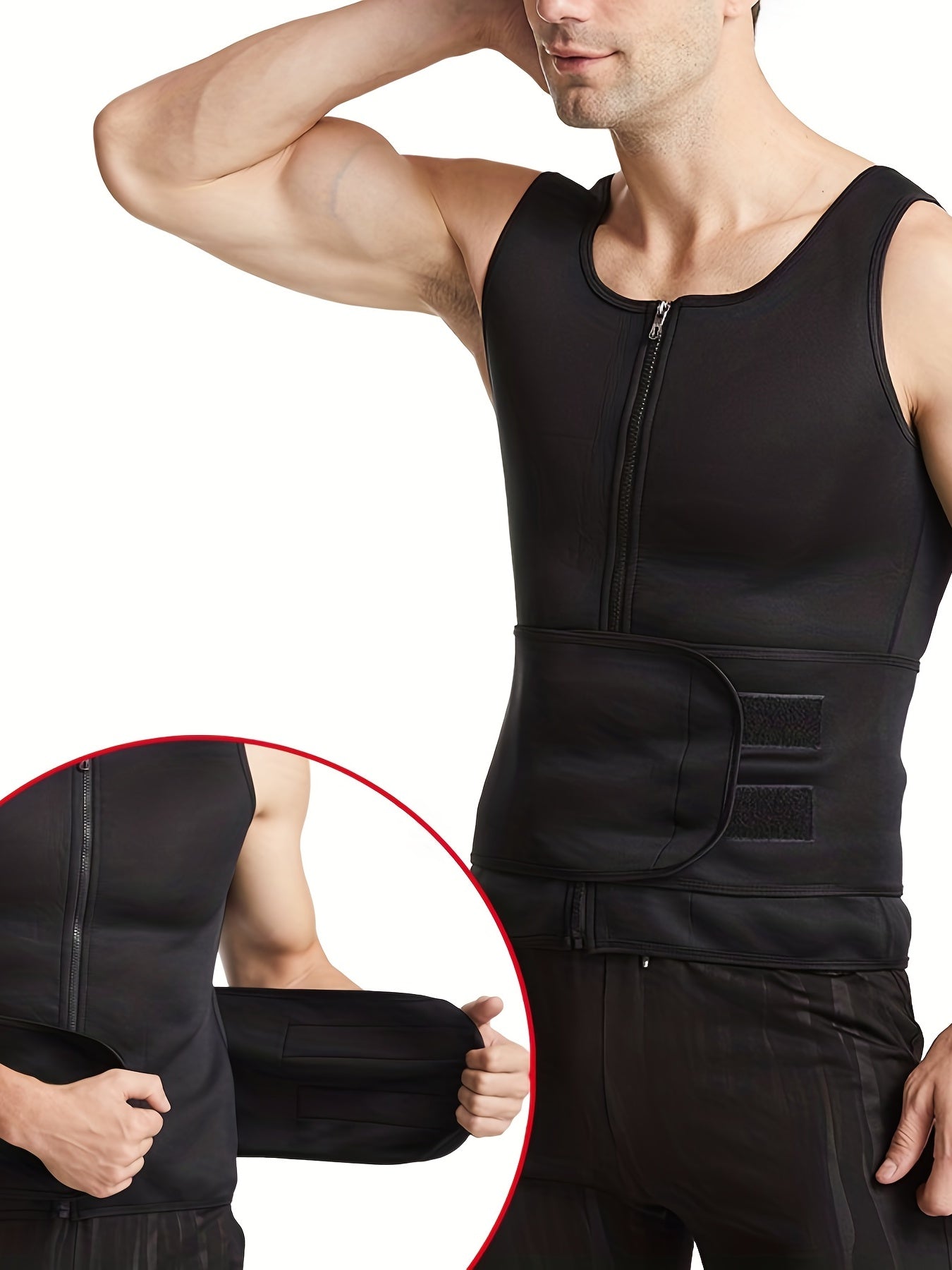 Men's Neoprene Tummy Control Tank Top Sleeveless Crew Neck Body Shaper