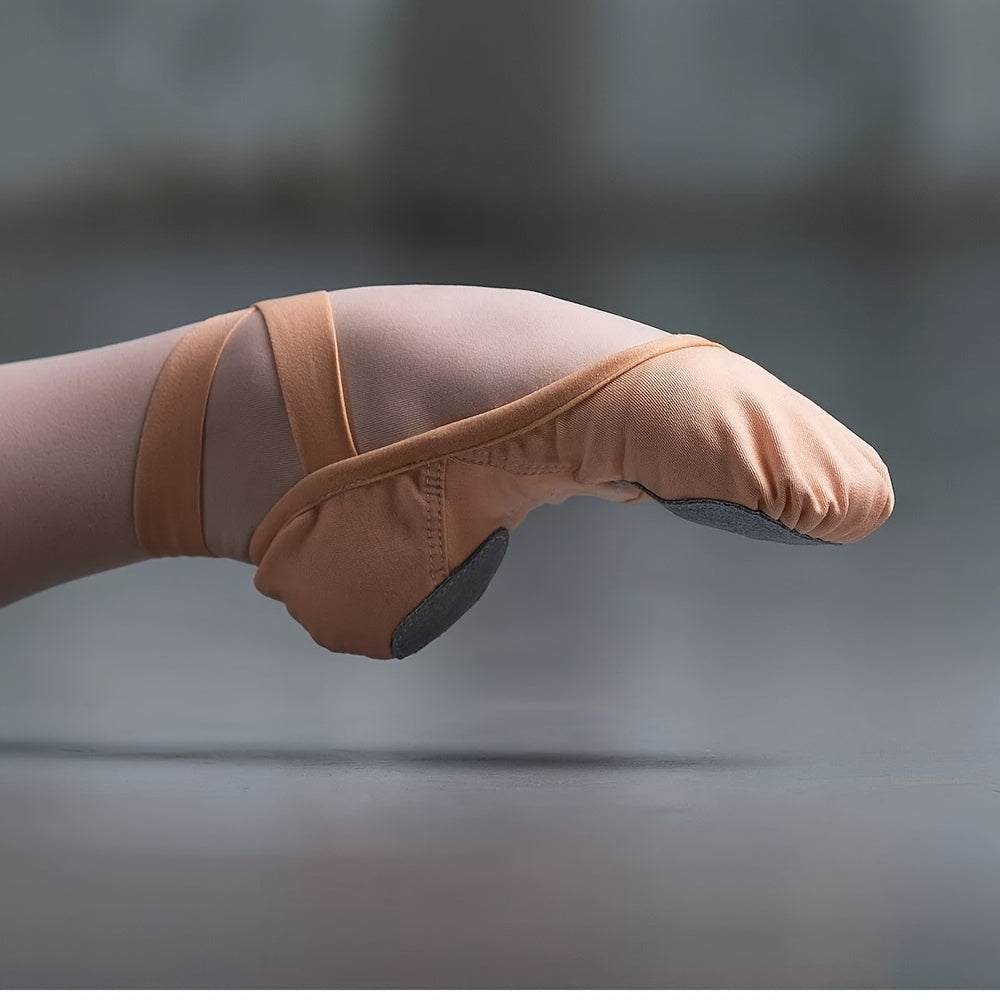 Women Ballet Dance Shoes Mesh Upper Lace-Up Strappy Back Microfiber Sole