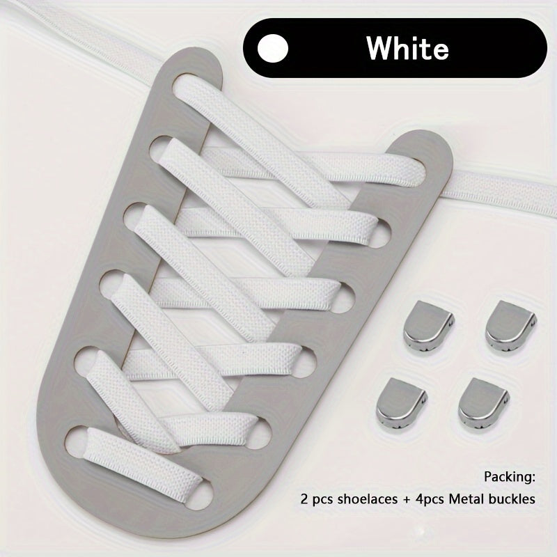 Unisex Elastic No-Tie Shoelaces Durable Rubber Blue White for Sneakers