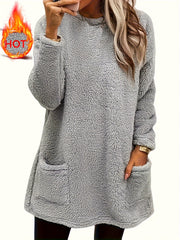 Толстовка женская плюшевая с длинными рукавами и карманами, большой размер