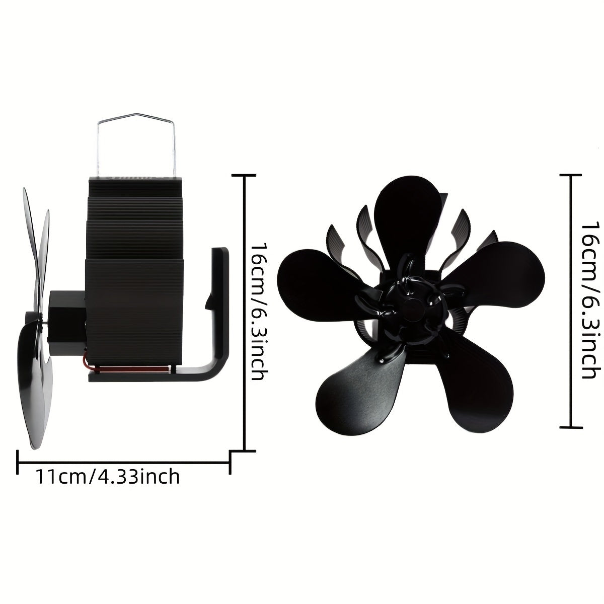 Wood Burning Stove Fan 5 Blades Aluminum High-Speed Polished Heat Circulation