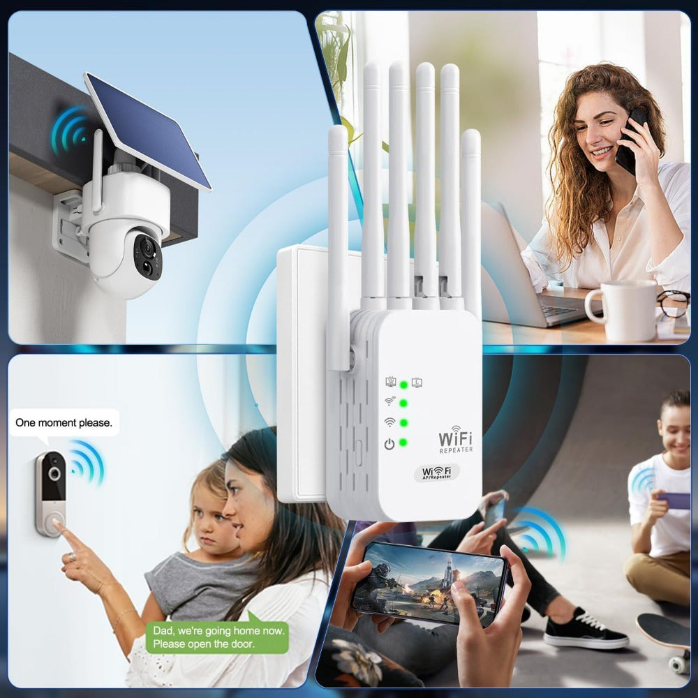 Uy va ofis uchun 1200m WiFi kengaytirgichi, 45+ qurilmani qo'llab-quvvatlaydi, 360° qamrov, Ethernet port bilan