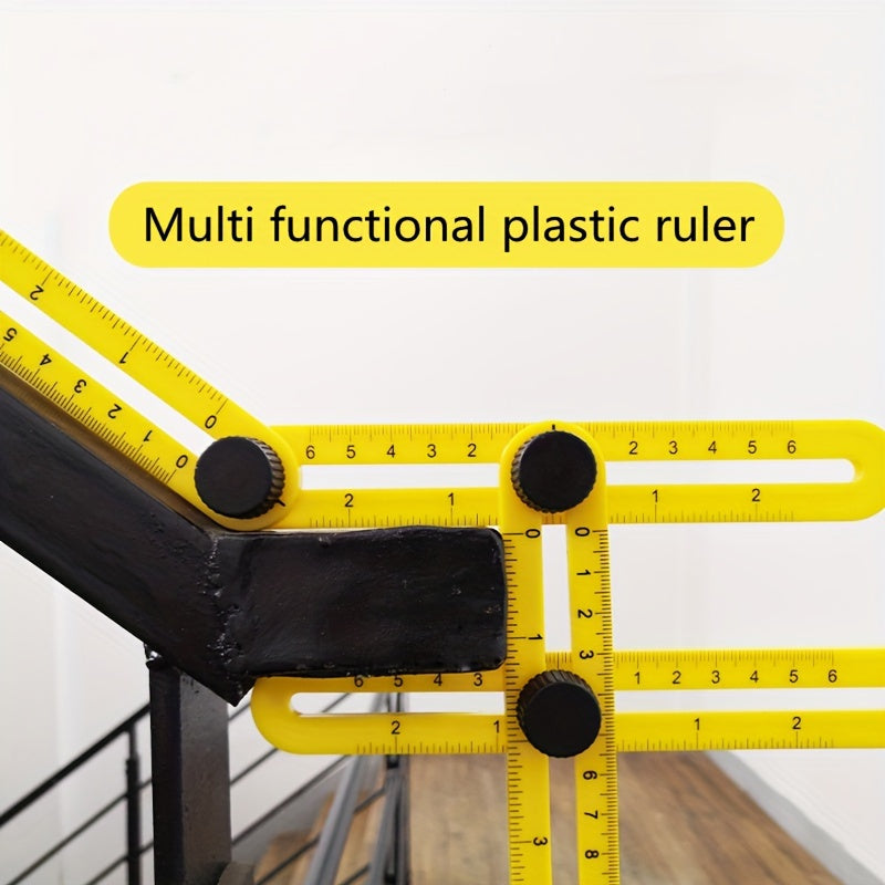 Regla cuadrada de plástico multifuncional con escalas métricas y en pulgadas